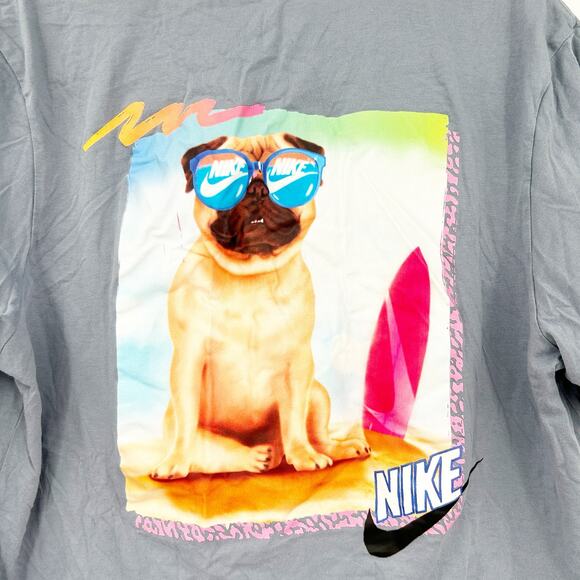 Nike Mens Summer Vacay Coastal Beach Surfing Dog Pug Graphic T-Shirt Size L Blue - Picture 5 of 7